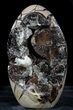 Polished Septarian Geode Sculpture - Black Crystals #55019-1